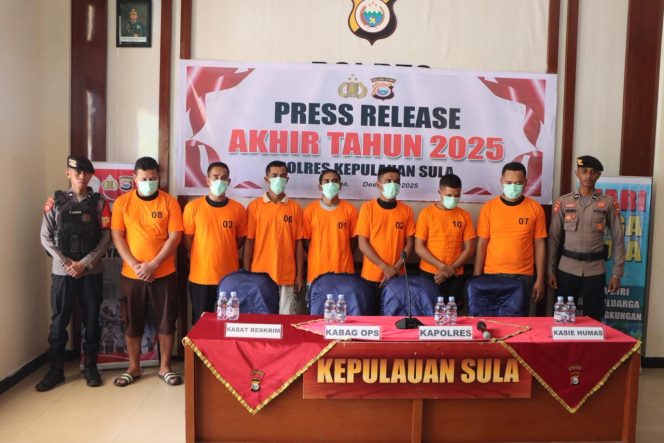 
					Oknum DPRD Tersangka Kekerasan Seksual Dihadirkan Polres Sula di Release Akhir Tahun 2025
